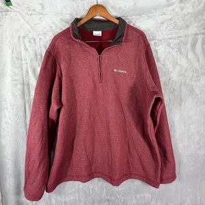 Columbia Sportswear Men XXL Maroon Quarter Zip Fleece Pullover